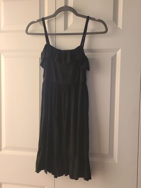Soprano Size XS Black Ruffle-Trim Midi Sundress